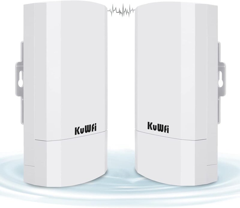 KuWFi 2-Pack 300Mbps Wireless Bridge, Outdoor CPE WiFi Kit Point to Point Wireless Access Point 2.4G Internet Bridge 1KM Transmission Distance Solution for starlink Signal - Image 1